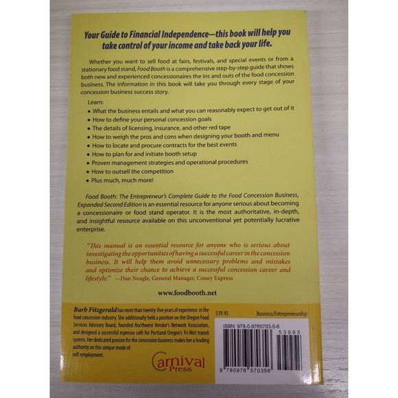 FOOD BOOTH: The Entrepreneur's Complete Guide... by Barb Fitzgerald INSCRIBBED - Picture 2 of 6